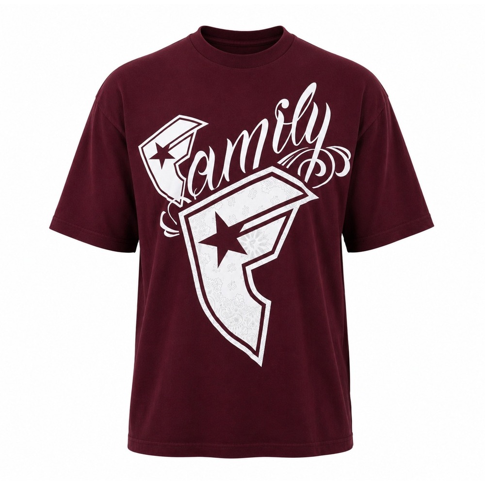 Y2K Famous Stars and Straps Mens XL Family Graphic Tee Burgundy Short Sleeve